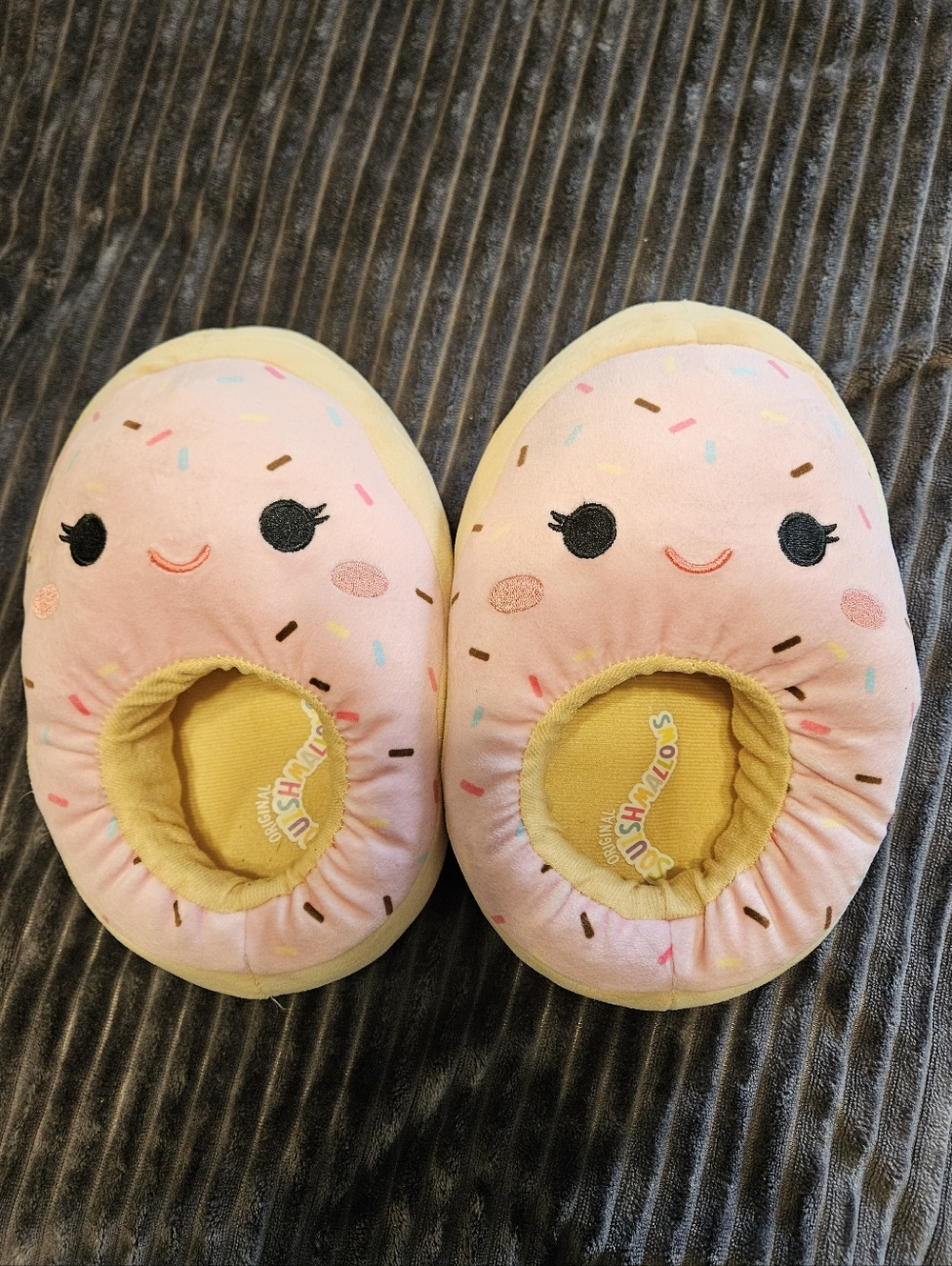 Squishmallows Pink and Yellow Donut Slippers